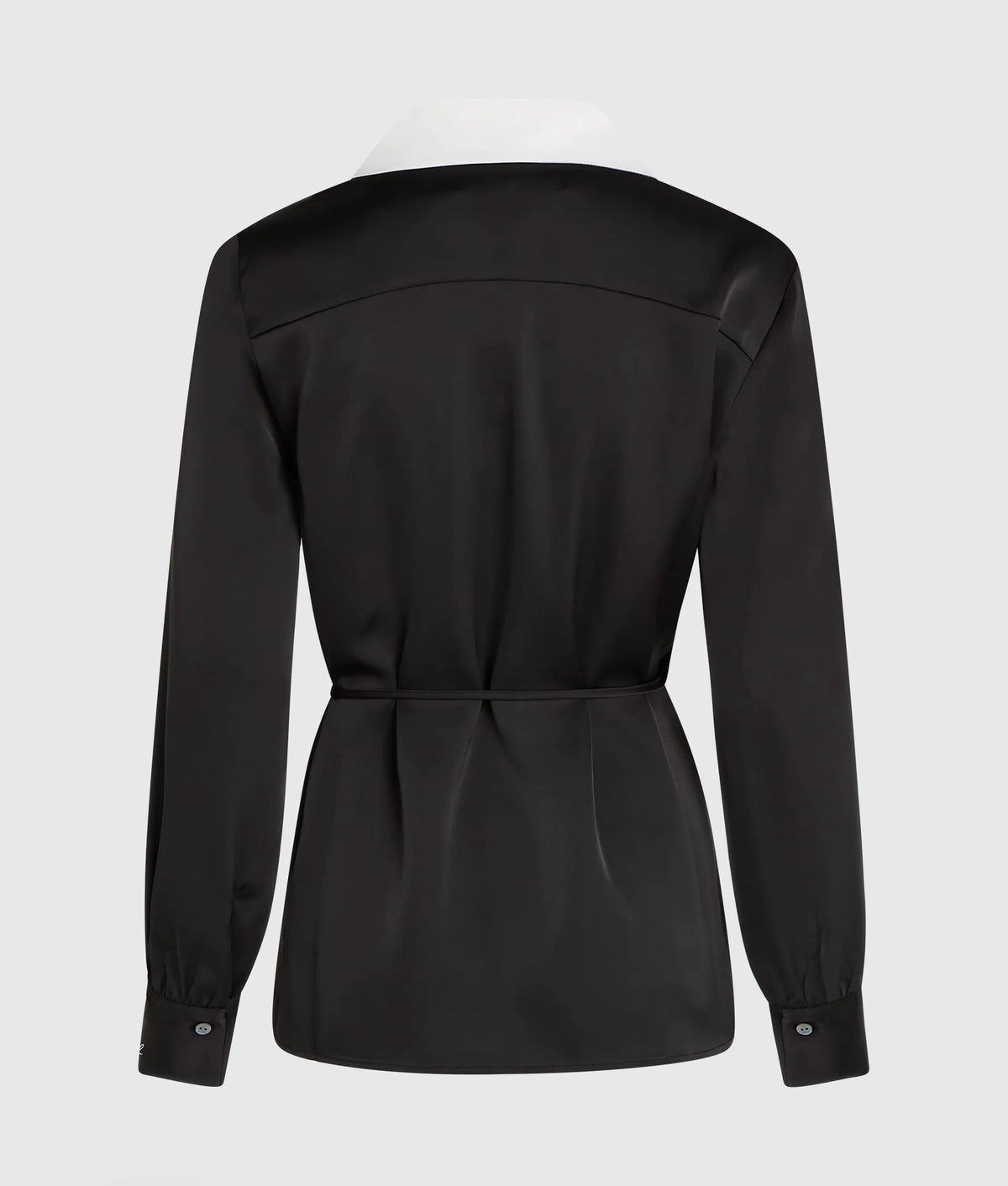 Satin-finish wrap blouse