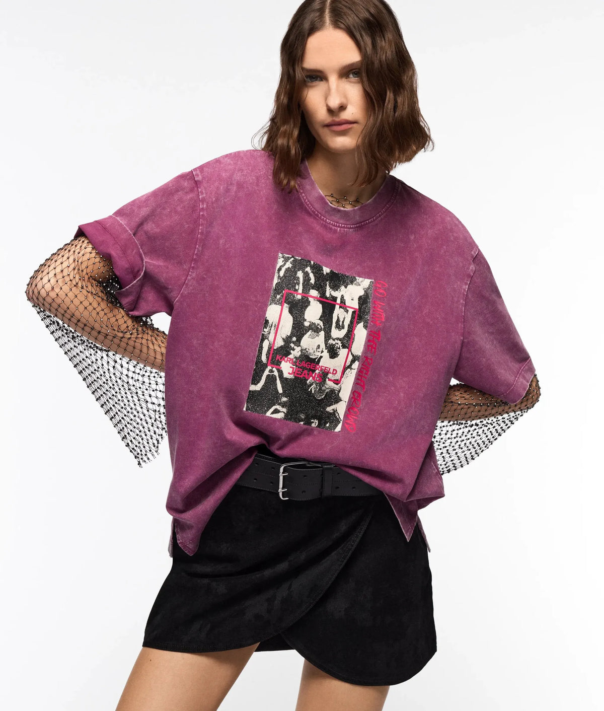Velvet denim mini skirt