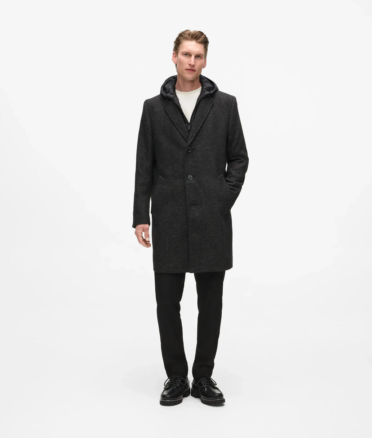 Transformer wool-blend coat