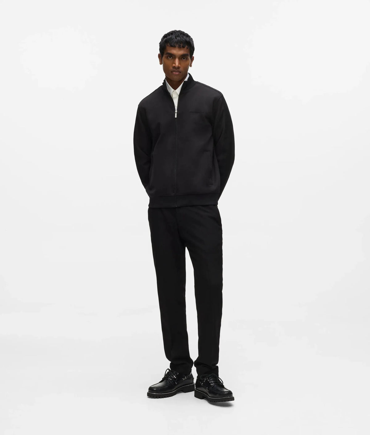 Zip-up metallic trim jacket