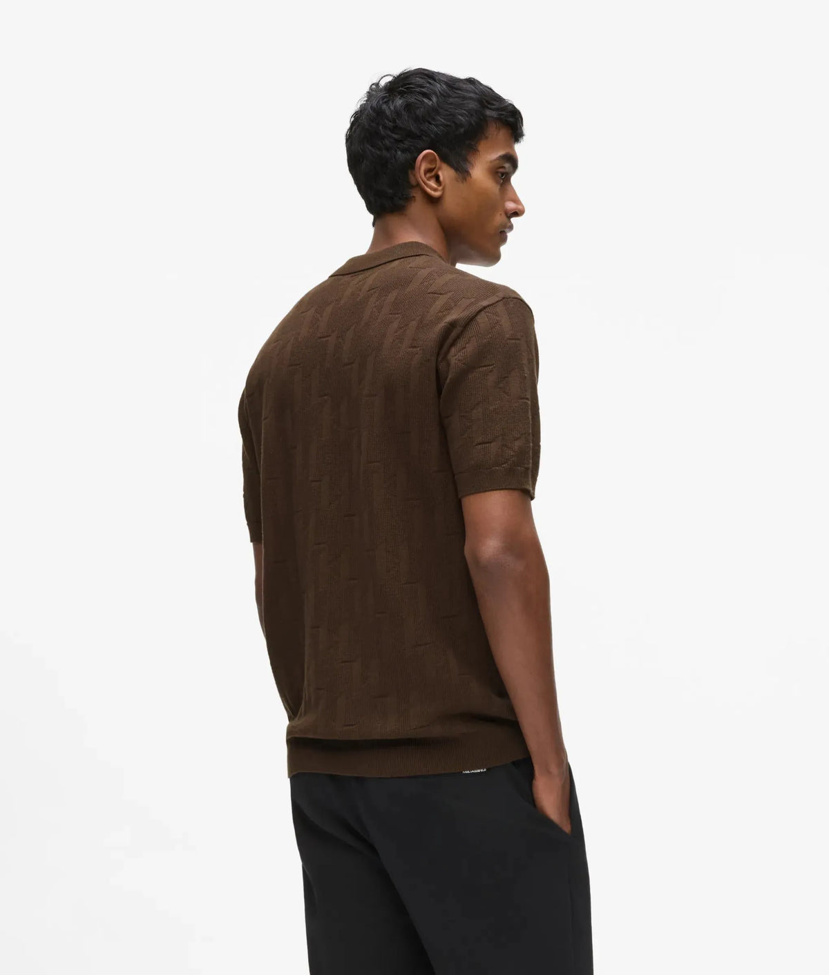 Monogram zip-up polo shirt