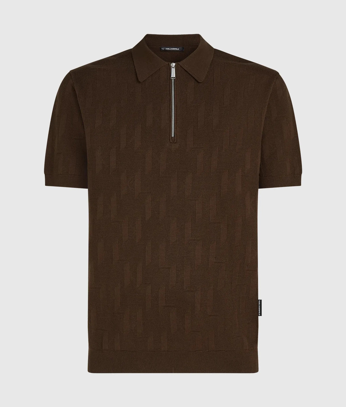 Monogram zip-up polo shirt