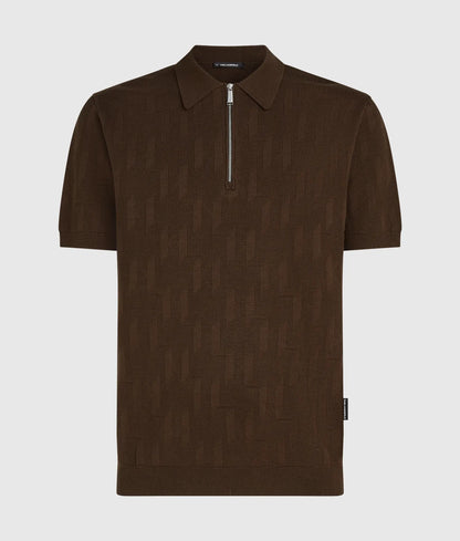 Monogram zip-up polo shirt