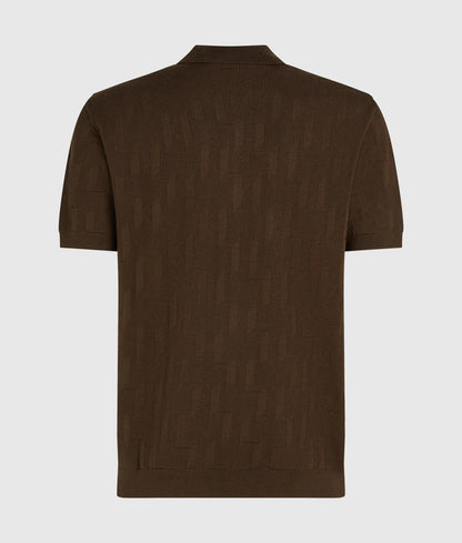 Monogram zip-up polo shirt