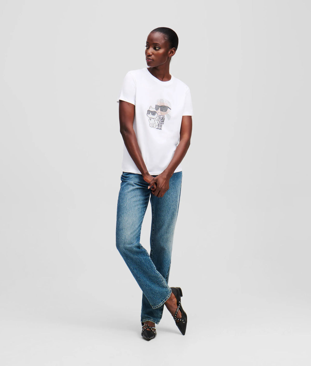 Ikon Karl & Choupette rhinestone T-shirt