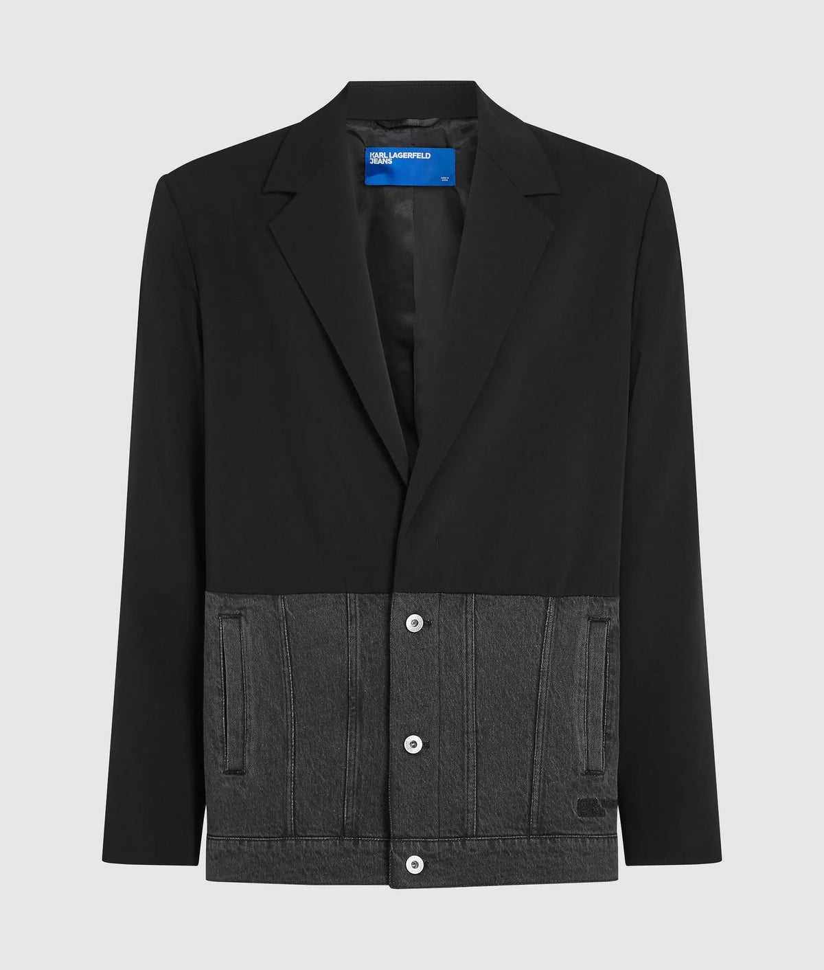 Denim panel blazer