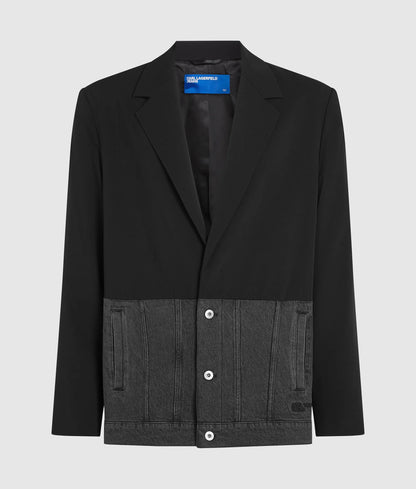 Denim panel blazer