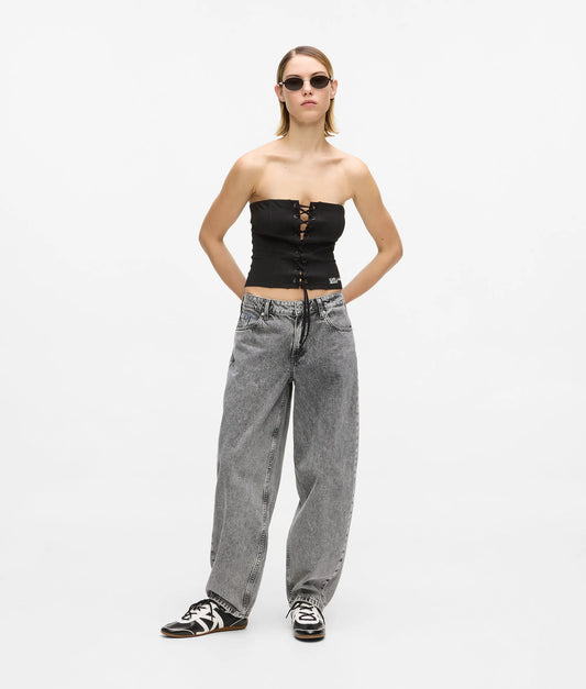 Mid-rise barrel-leg jeans