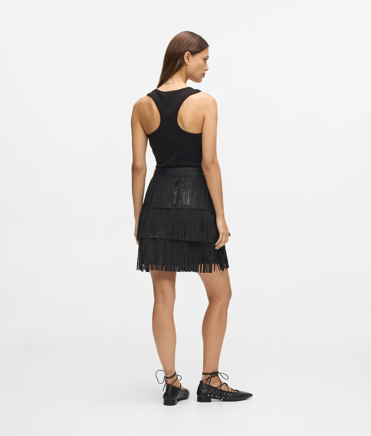 Fringed mini skirt