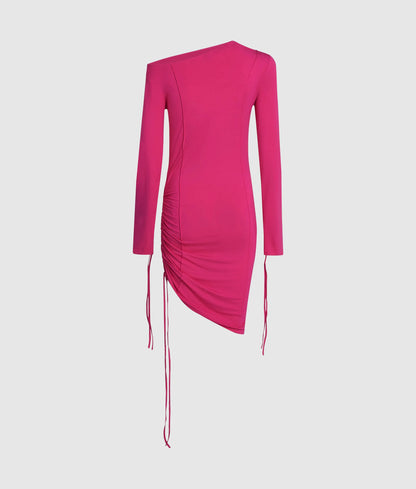 Off-shoulder drawstring dress