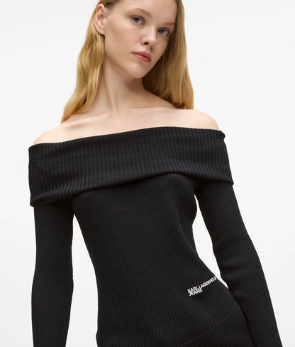 Off-shoulder knit top
