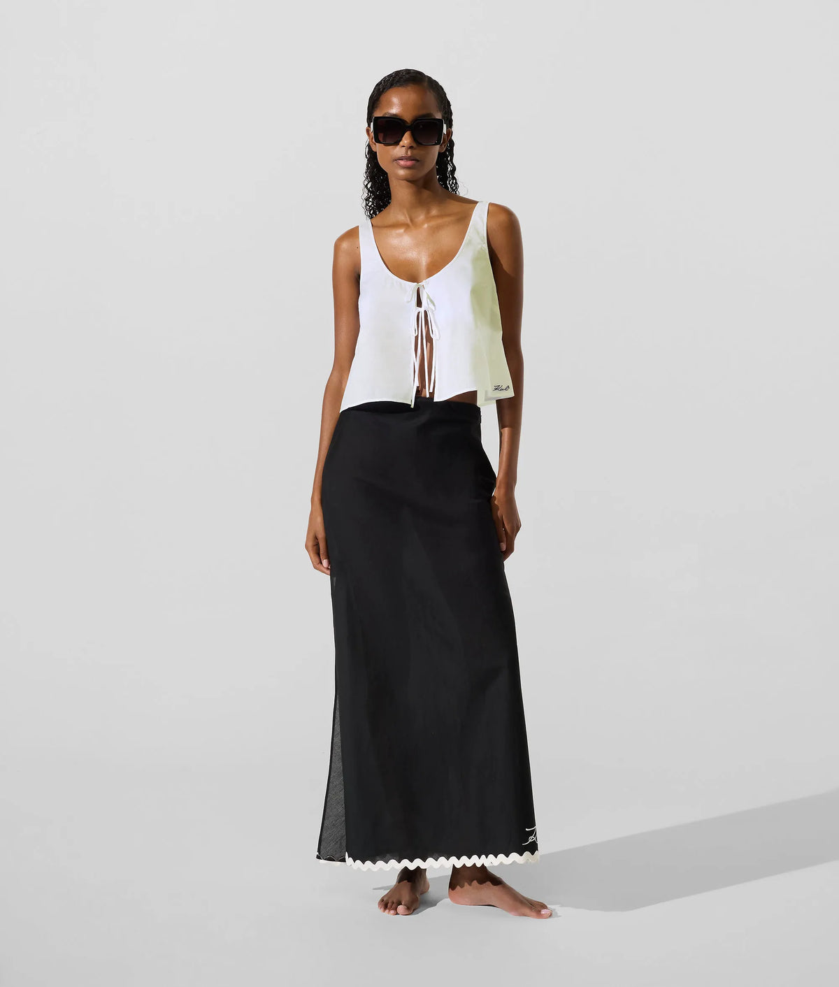 Tie-front beach top