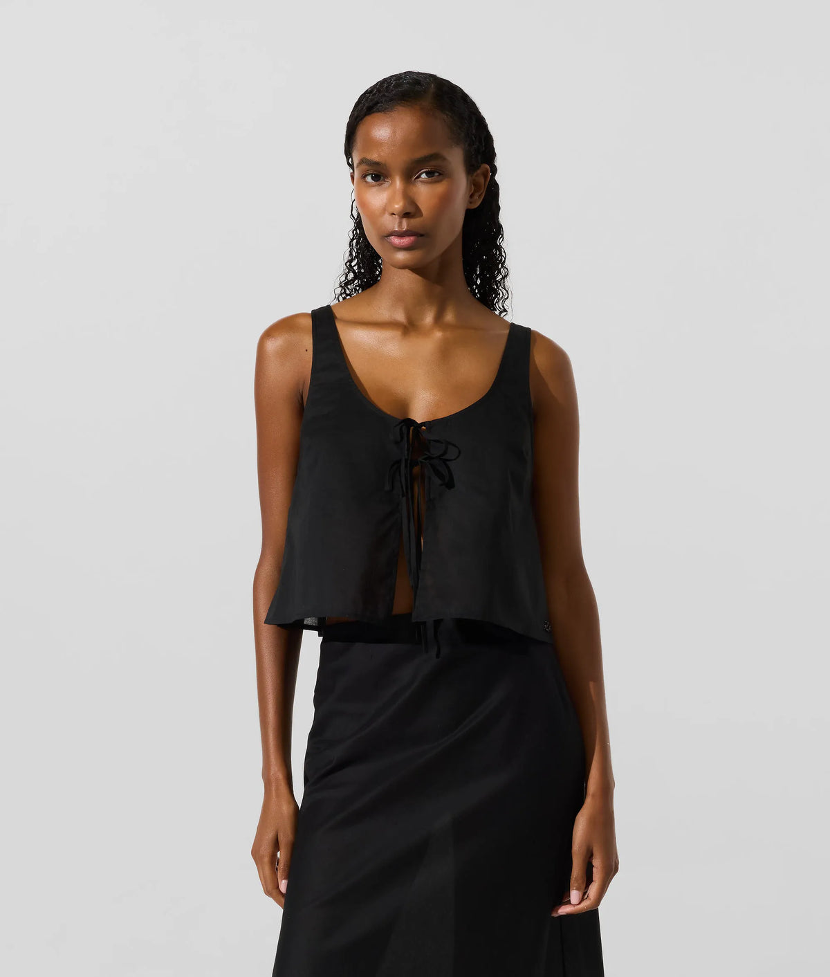 Tie-front beach top