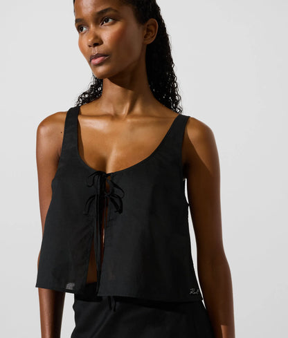 Tie-front beach top