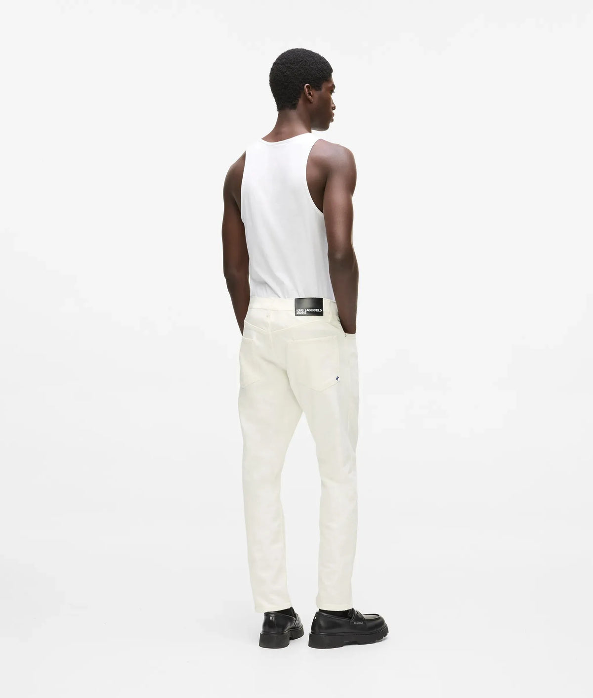 White tapered jeans
