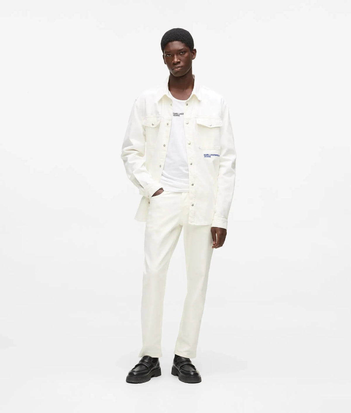 White tapered jeans