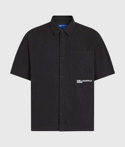 Short-sleeved crinkled shirt