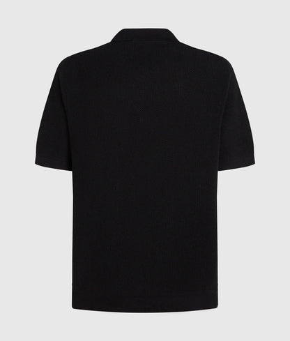 Short-sleeved knit polo shirt