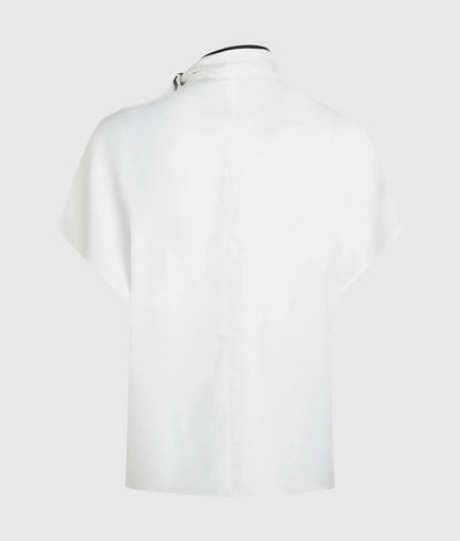 Linen blend pipelined blouse