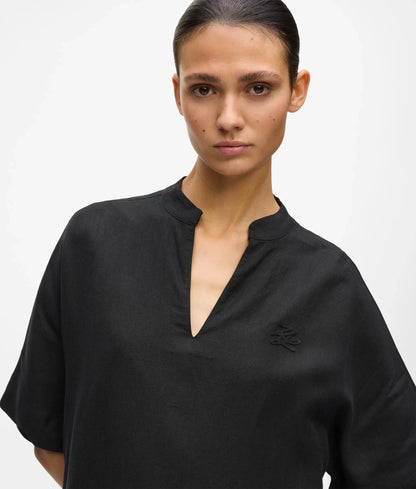 Linen blend shift dress