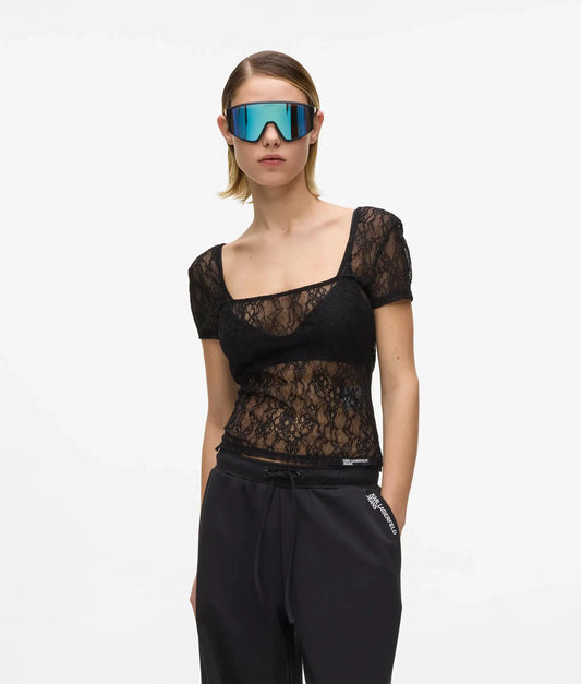 Cap-sleeved lace top