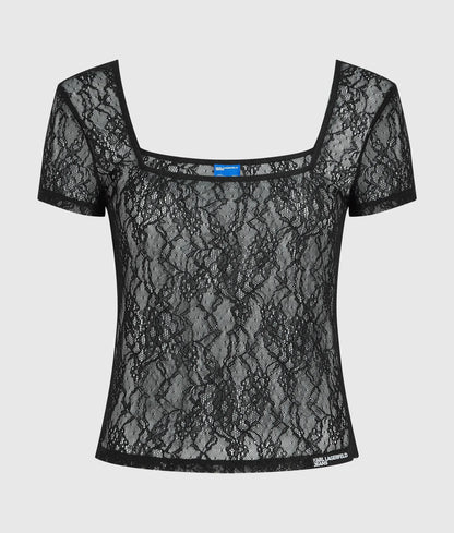 Cap-sleeved lace top