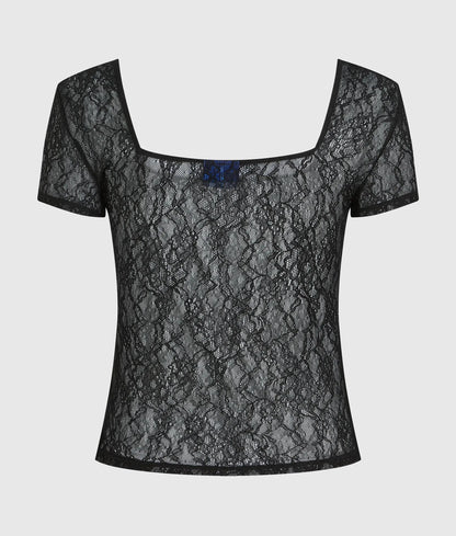 Cap-sleeved lace top