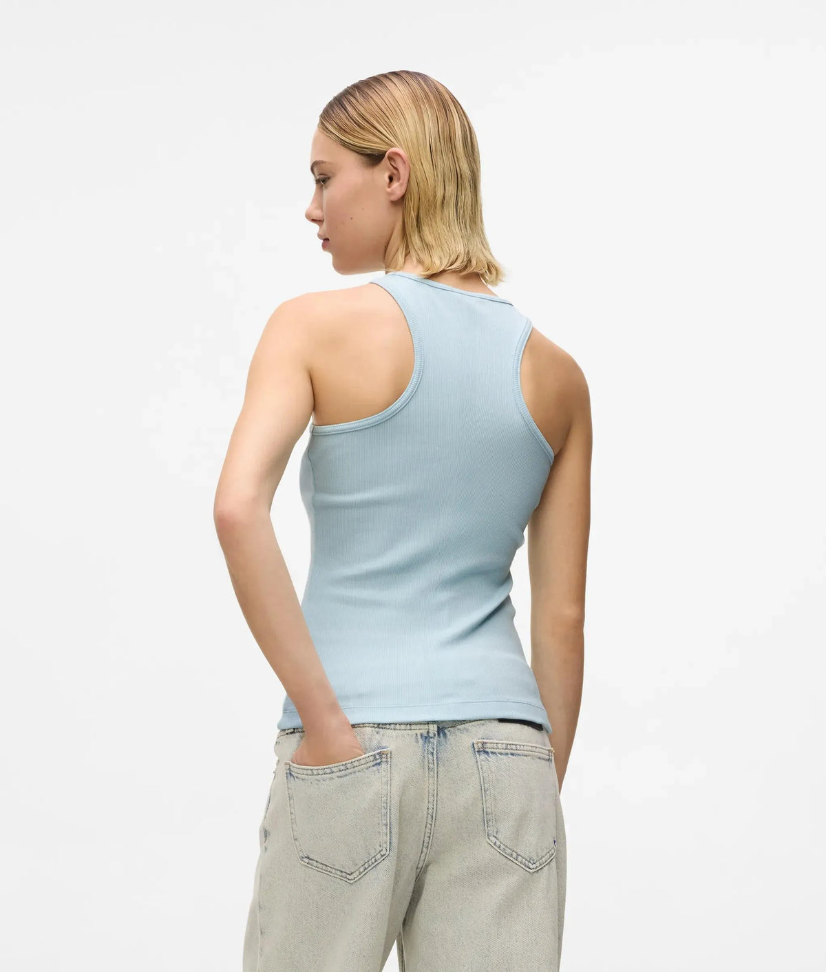 Ribbed logo tank top