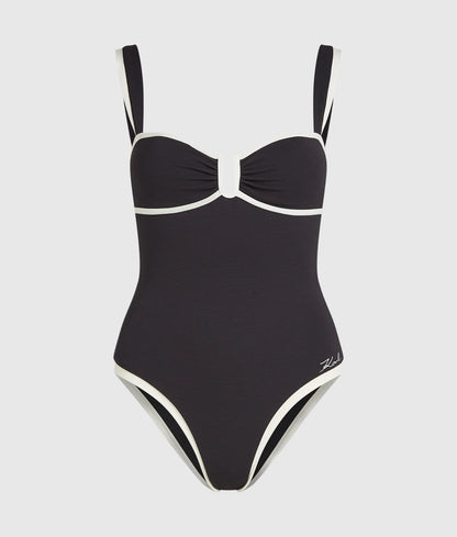 Signature piped swimsuit
