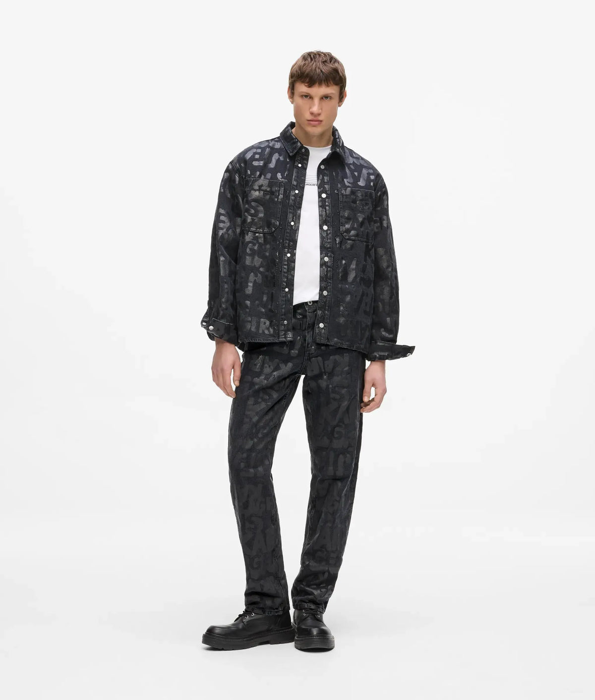 Logo print straight jeans