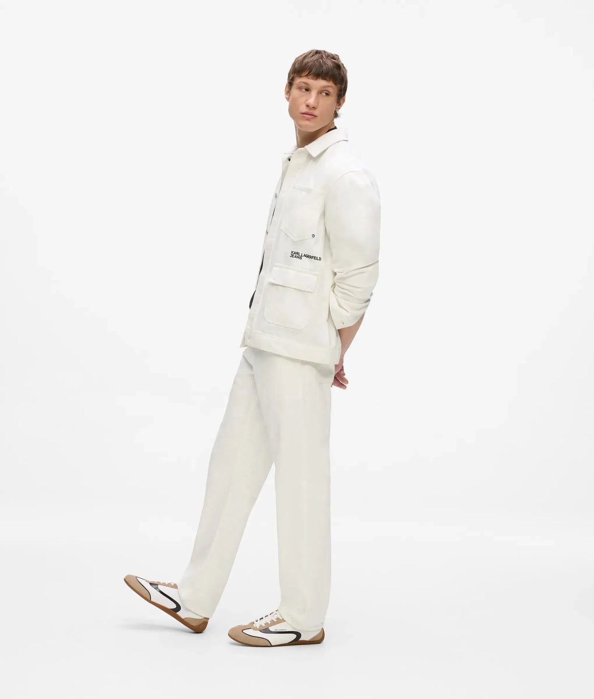 Utility white denim jacket