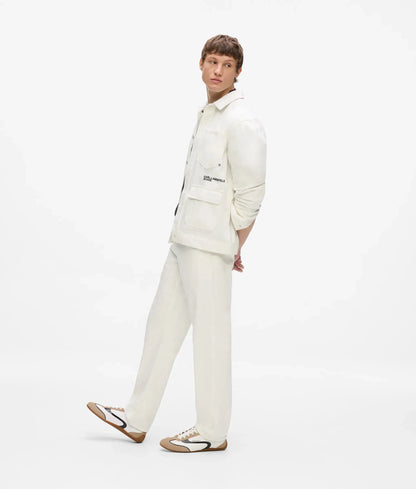 Utility white denim jacket