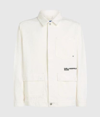 Utility white denim jacket