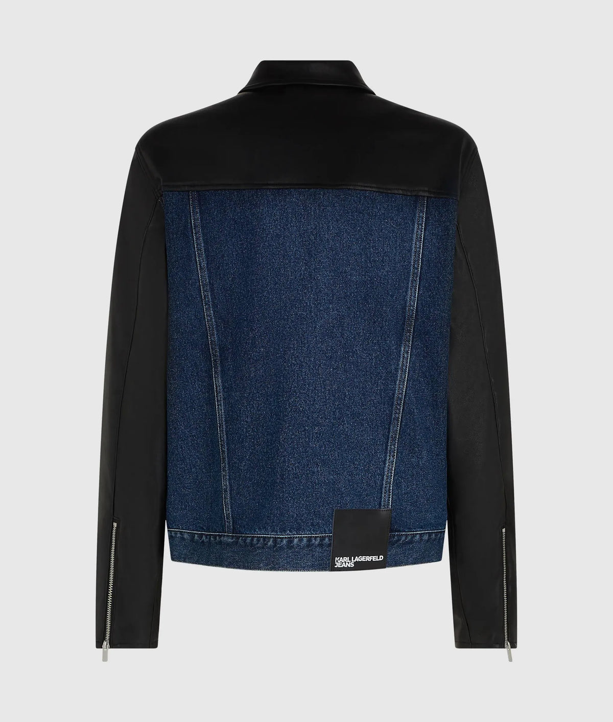 Faux-leather and denim jacket