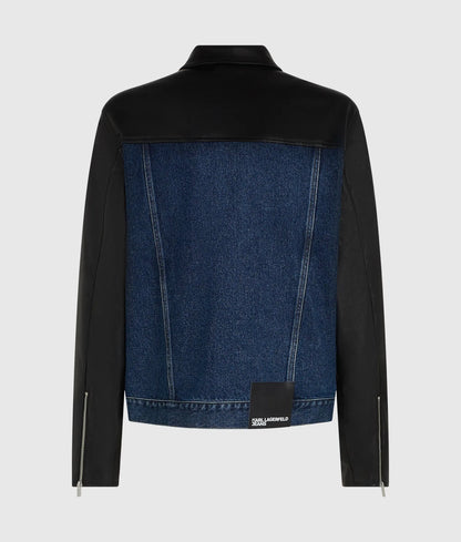 Faux-leather and denim jacket