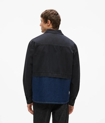 Twill and denim overshirt