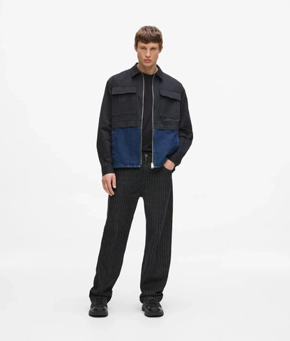 Twill and denim overshirt