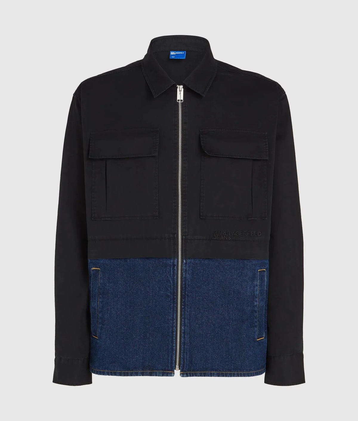 Twill and denim overshirt