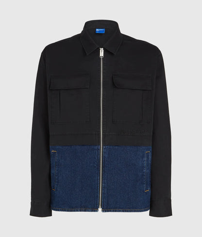 Twill and denim overshirt