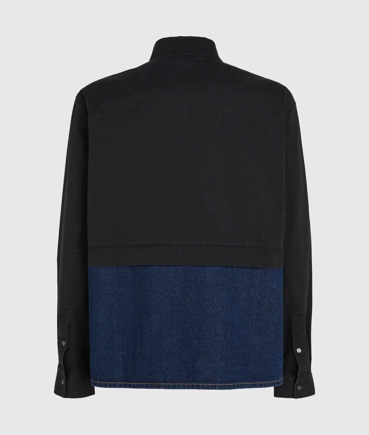 Twill and denim overshirt