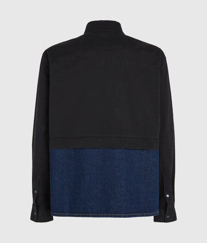 Twill and denim overshirt