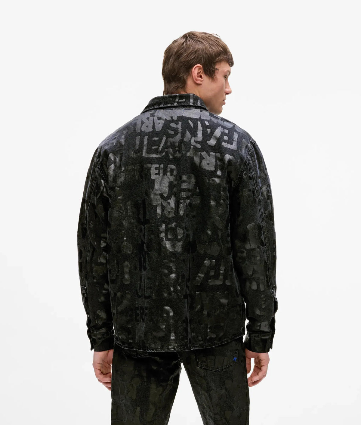 All-over logo denim overshirt