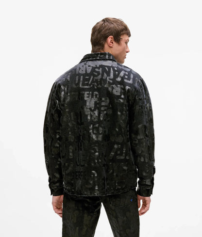 All-over logo denim overshirt