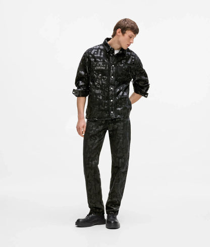 All-over logo denim overshirt
