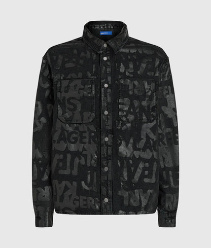 All-over logo denim overshirt
