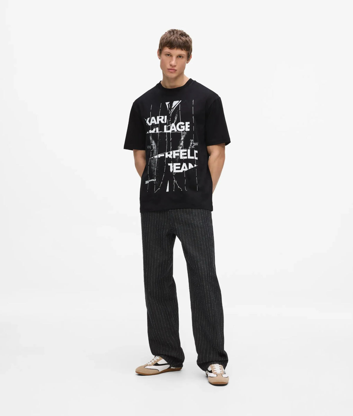 Relaxed pinstripe graphic T-shirt