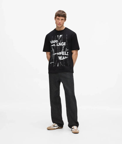 Relaxed pinstripe graphic T-shirt
