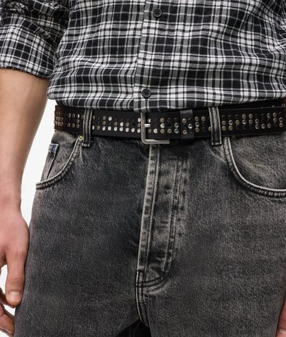 Studded leather belt