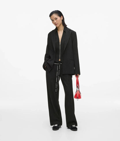 Mid-rise pinstripe tailored pants