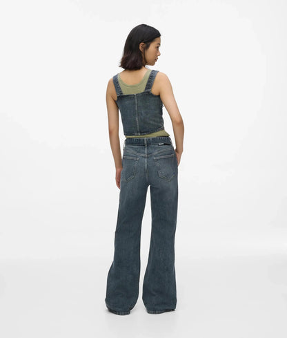 Belted high-rise flared jeans